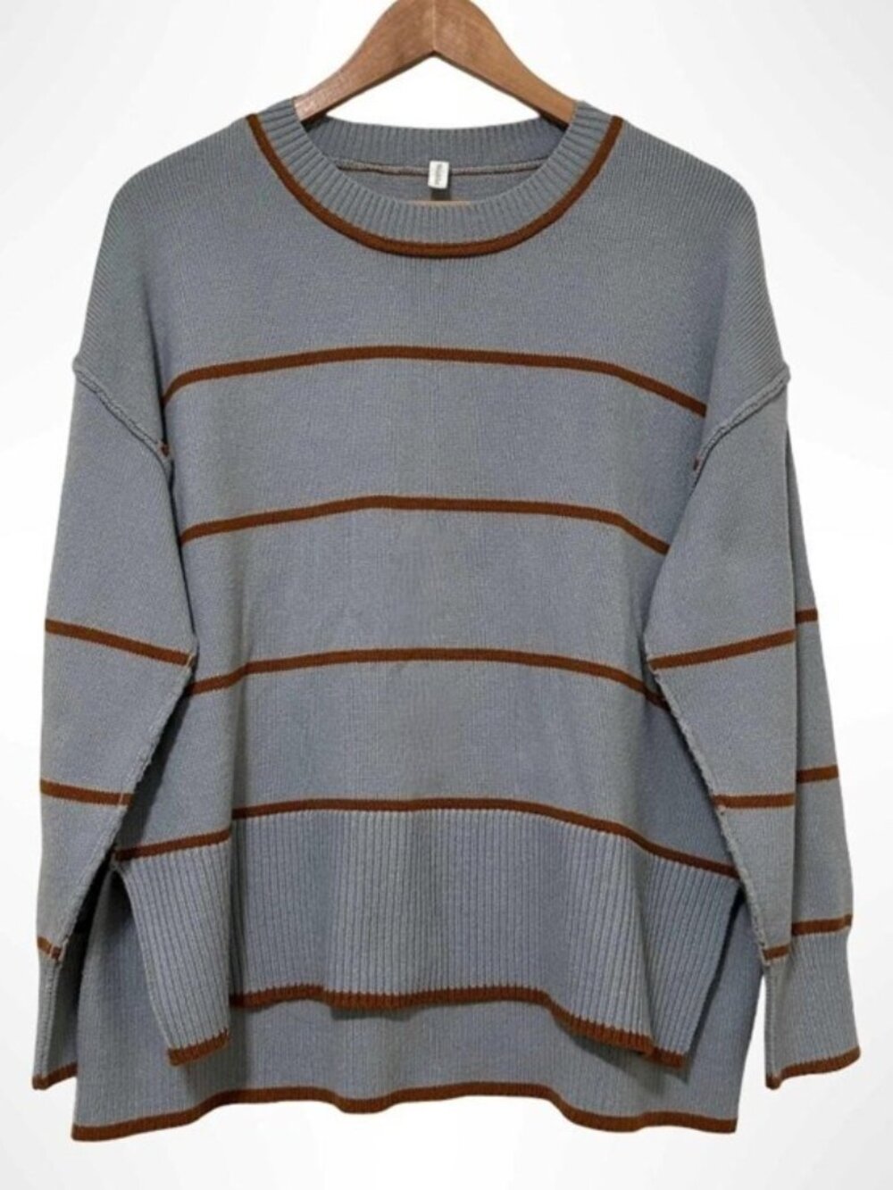 WISHLIST Oversized Striped Sweater Blue Brown Size S